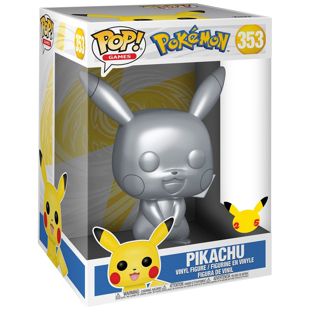 Funko Pop! Pokemon - Pikachu Silver Metallic 25th Anniversary 10 #353