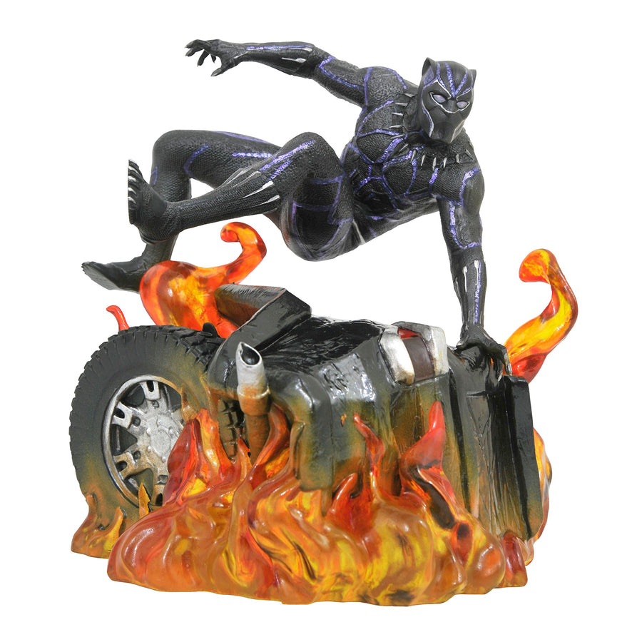 Diamond Select Marvel Gallery Black Panther Flaming Car Diorama Statue