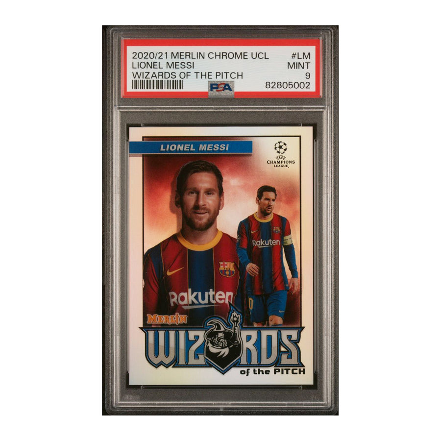 Lionel Messi 2020 Topps Merlin Chrome Uefa Champions League Wizards Of The Pitch PSA 9