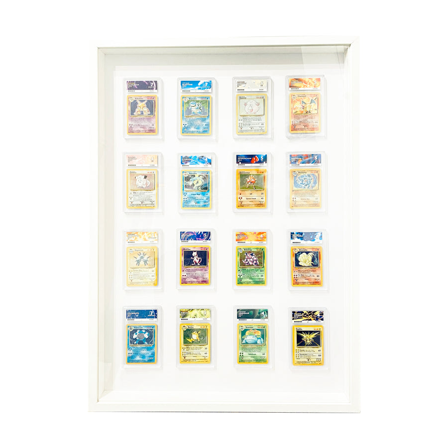 Pokemon Vintage Holo Card Collection Graded by ACE in Custom White Shadow Box Frame