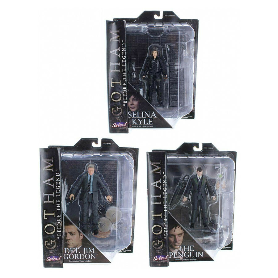 Diamond Select DC Batman Gotham Set of 3 Action Figures Oswald Cobblepot Penguin Catwoman Jim Gordon