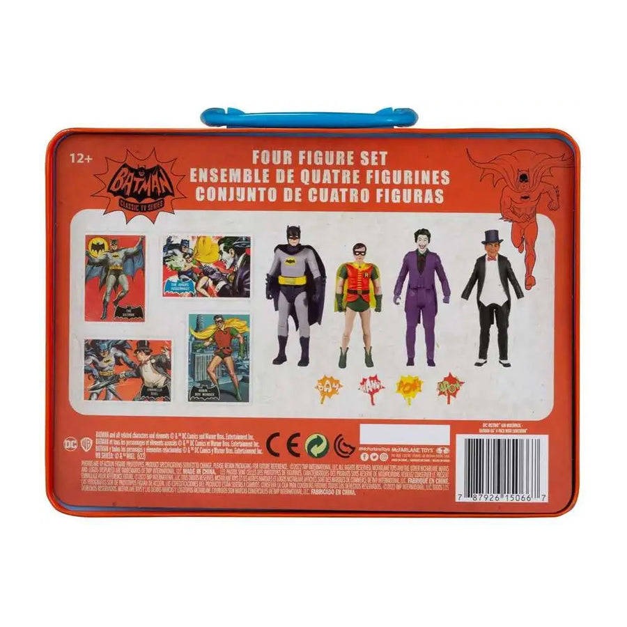 McFarlane Toys DC Retro Batman ‘66  Exclusive Tin Lunchbox Action Figure 4-Pack Set