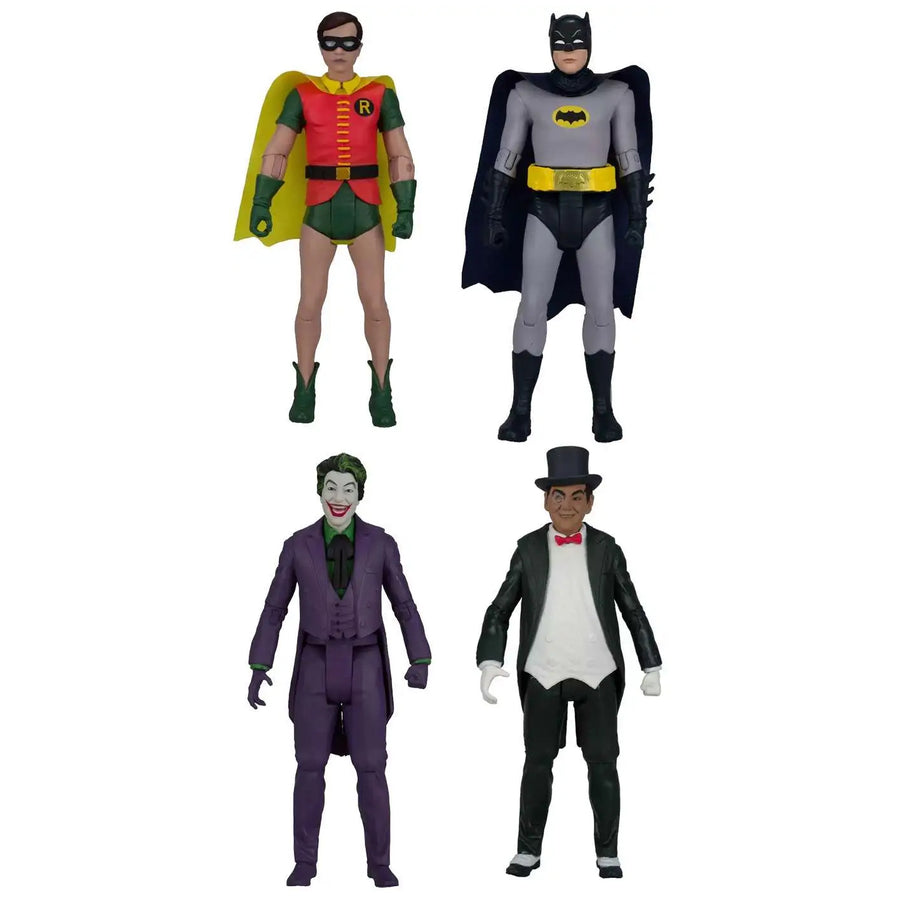 McFarlane Toys DC Retro Batman ‘66  Exclusive Tin Lunchbox Action Figure 4-Pack Set