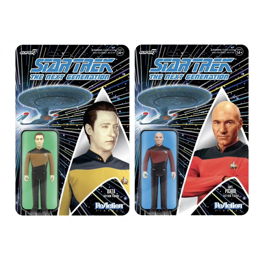 Super7 Star Trek: The Next Generation ReAction Picard and Data Action Figures