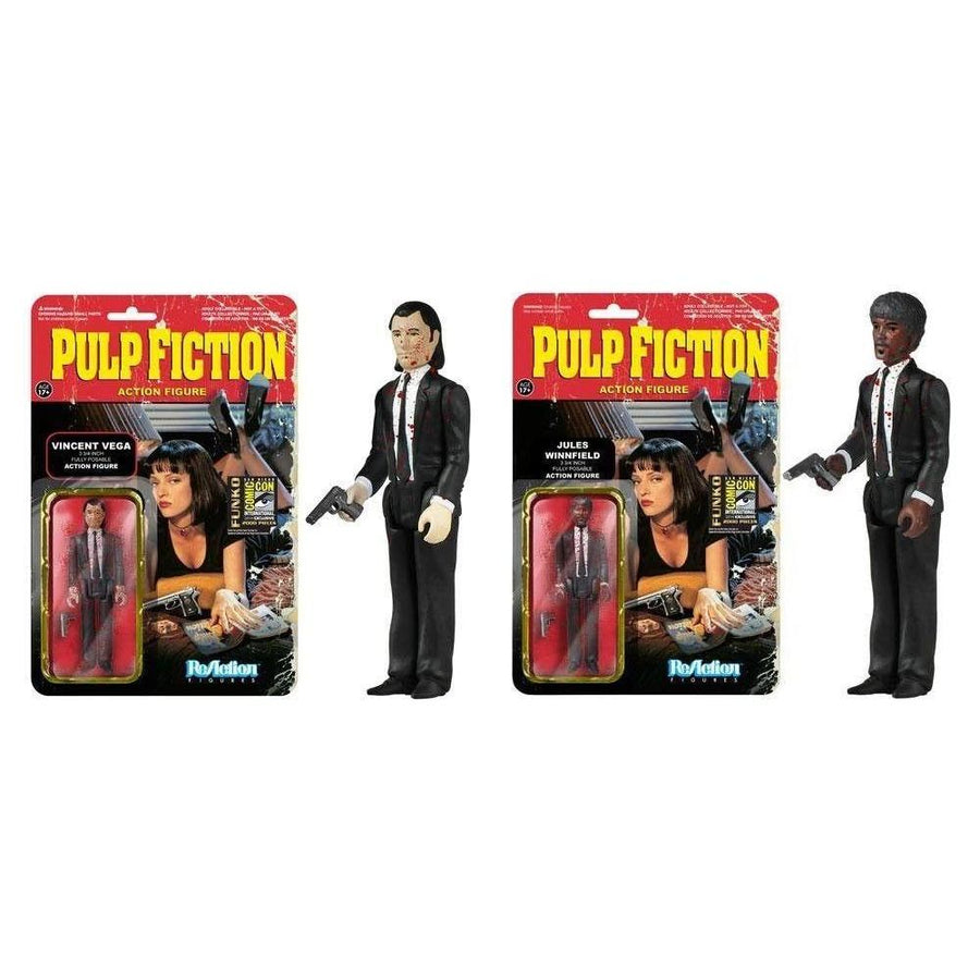 Pulp Fiction Vincent and Jules Reaction Figures SDCC Blood Splattered Exclusive Set of 2 Action Figures