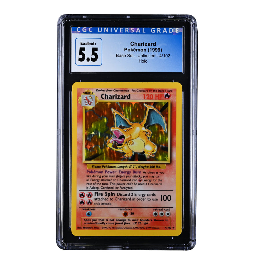 Pokemon Charizard Base Set 4/102 CGC 5.5 Excellent +